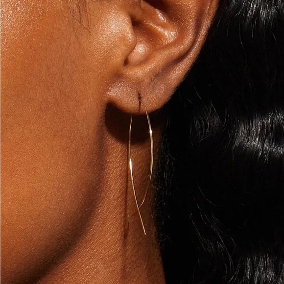 Lana | Upside Down Gold Hoop Earrings - Picture 4 of 5